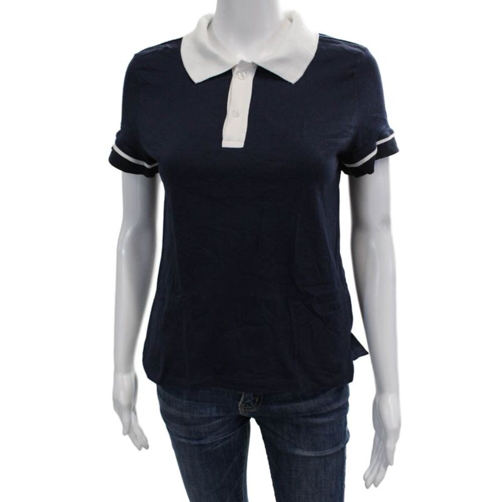 Splits 59 Women Dark Blue Ringer Polo Short Sleeve Organic Cotton Size XS